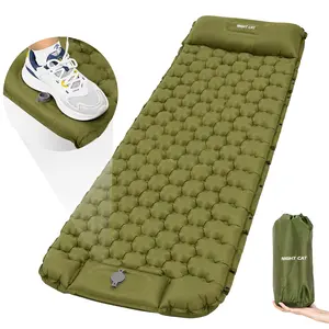 Night Cat Camping Sleeping , Extra Thick 5 Inch Camping Mat, Built-in Foot Pump Inflatable Sleeping ,Compact for Camping BackpackingHiking Traveling Tent, camp gear, road trip ,cot pad, inflation Pump air pillow,Summervibes