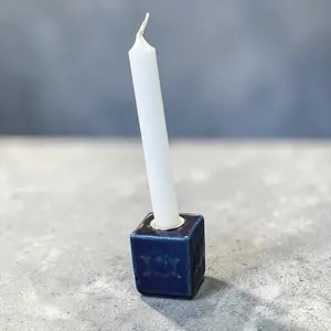 Blue Triple Moon Mini Ceramic Candle Holder - Elegant Decorative Piece for Home and Event Settings