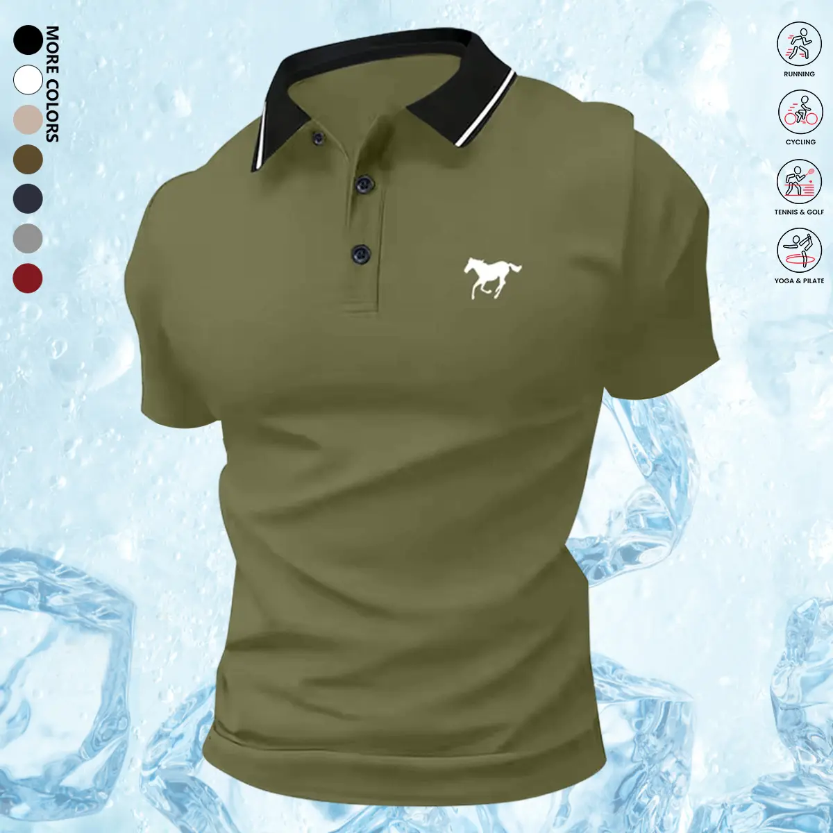 Business Casual Men's Polo Shirt, Classic Solid Shortsleeve Top, Comfortable Button-Up Menswear, Button-Up Fabric Business Casual Men's Polo Shirt, Classic Solid Shortsleeve Top, Comfortable Button-Up Menswear, Button-Up Fabric
