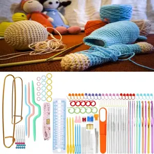 127-Piece Crochet Hook Set,Crochet Hook Set with Bag,Crochet Set for Beginners,Stitch Markers,Crochet Accessories,Knitting Set for DIY Crochet