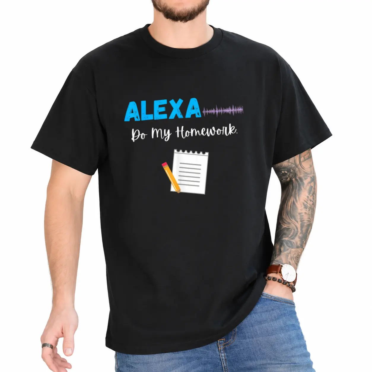 Funny Alexa Voice Command T-Shirt – 100% Cotton Casual Tee for Boys, Girls & Men, Available S-XXXL, Smart Speaker Joke Design (Alexa Device Not Included)
