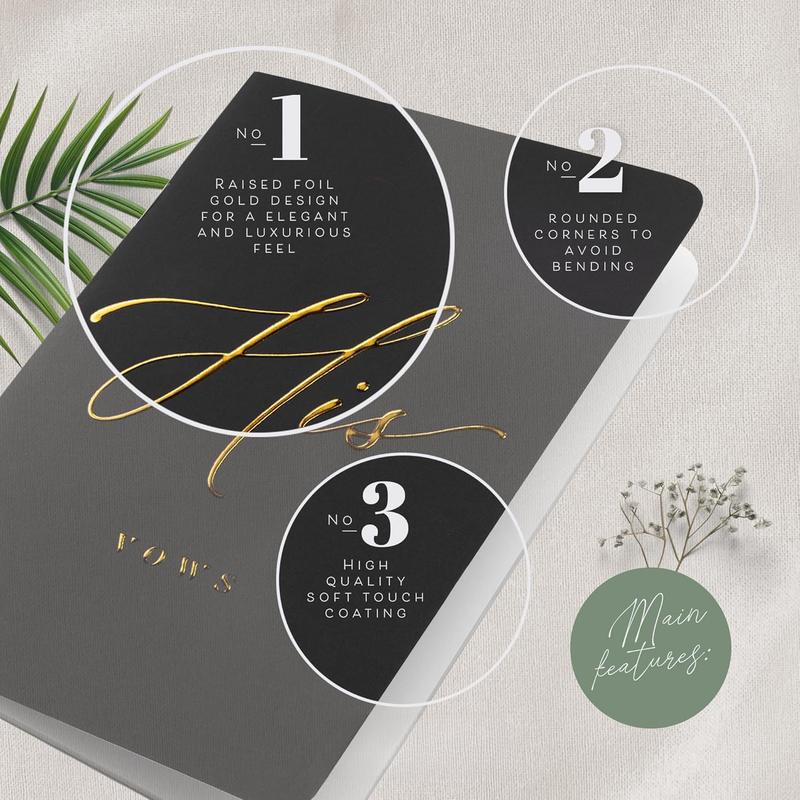Wedding Vow Book for Her & Him, Soft Touch,  Foil, 28 Lined Pages, Vow Books His and Hers, Wedding Essentials, Wedding Registry Ideas, His and Hers Gifts [Mint & Sage]