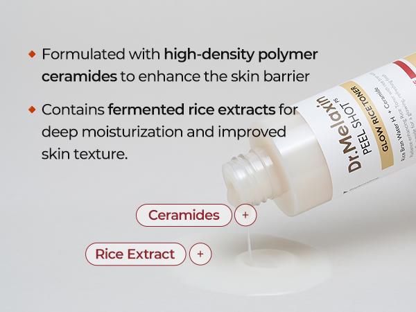 [Dr.Melaxin Official] Peel Shot Glow White Rice Peeling Ampoule, Black Head Remover Korean Skin Care Soft Exfoliating Face and Body Dead Skin Cells Remover for All Skin Types, 80ml