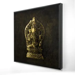 212 MAIN Lord Ganesha Elephant Motif Canvas Wall Art, 24x24 in Lightweight Black Frame, Photo Print Home Decor Decoration for Living Room, Ideal Gift