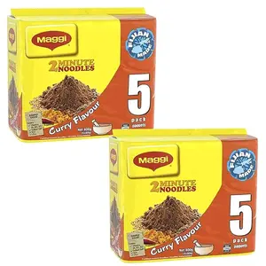 Maggi 2 Minute Noodles Curry Mild Flavor 2 x 5 Packs 80g Instant Noodles with Seasonings for Quick Delicious Meals