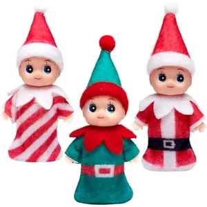 3 PCS Christmas Tiny Doll Colorful Plush Dolls Accessories Tiny Doll of Girl for Accessories and Props, Christmas Party Decoration and Stocking Stuffers