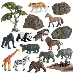 Cute Miniature Farm/Wild Animal Action Figures Combo Set - Lion, Tiger, Sheep, Dog Models - Perfect Educational Toy, Holiday Gift, Toyset