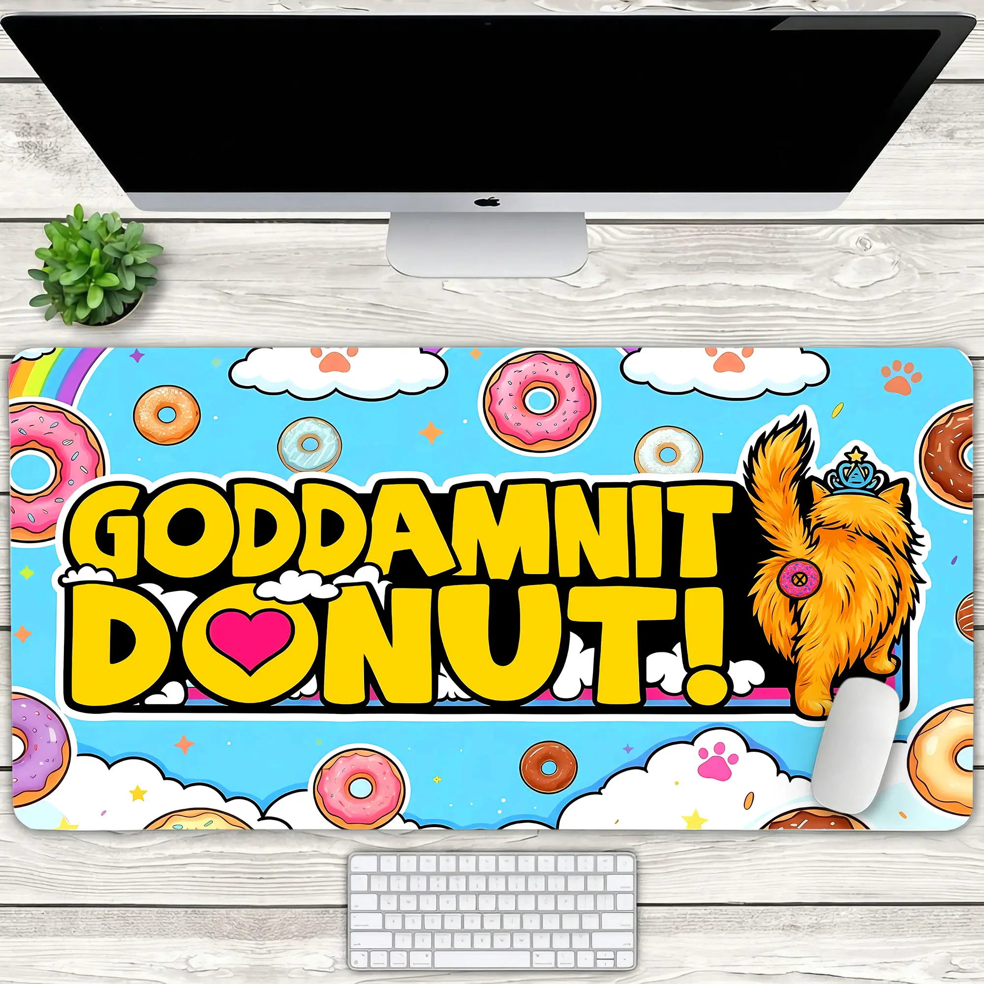 Goddamnit Donut Gaming Desk Mat, Dungeon Crawler Carl Mouse Pad, LitRPG Fantasy Bookish Gamer Desk Decor, Funny PC Setup Accessory Gift for Fans Computer Desk Mat
