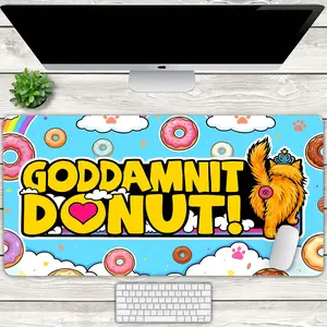 Goddamnit Donut Gaming Desk Mat, Dungeon Crawler Carl Mouse Pad, LitRPG Fantasy Bookish Gamer Desk Decor, Funny PC Setup Accessory Gift for Fans