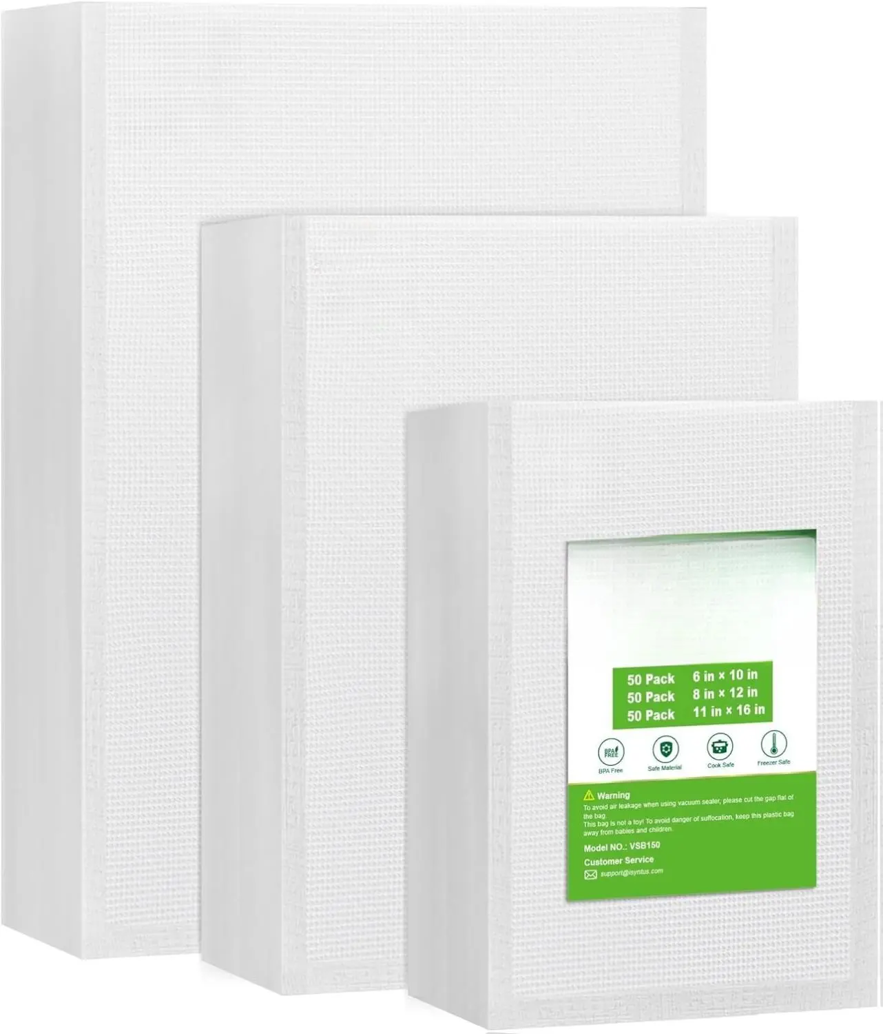 Vacuum Sealer Bags, 150 Gallon 11" x 16" and Quart 8" x 12" and Pint 6" x 10" Commercial Grade PreCut Bag, BPA Free Food Vac Bags for Storage, Meal Prep or Sous Vide