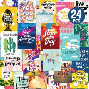 Motivational Encouragement Greeting Cards, 24 Packs Holographic Inspirational Quote Cards, Get Well, Appreciation and Kindness Cards for Colleagues, Classmates, Family and Friend