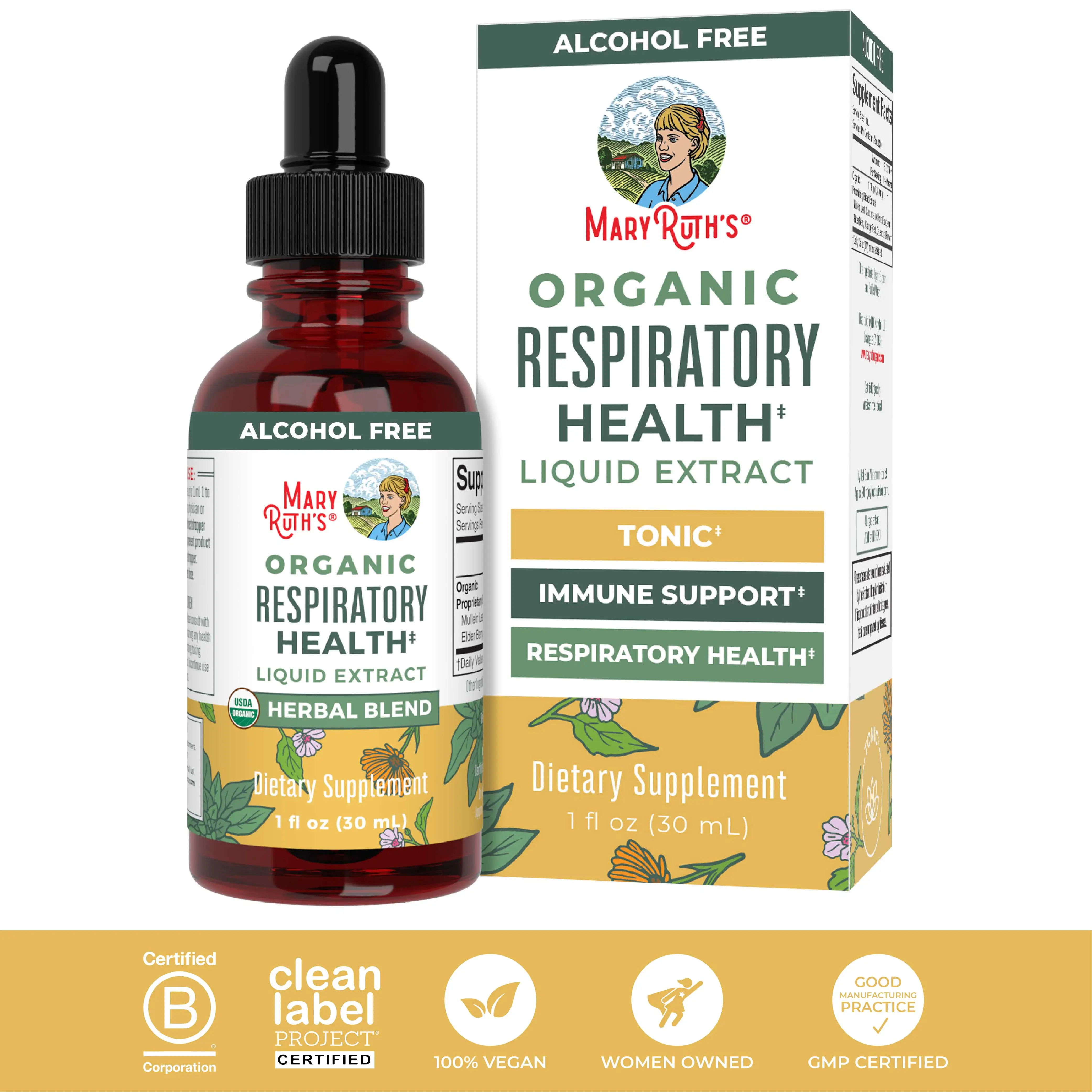 MaryRuth's Organic Respiratory Health Herbal Blend Liquid Drops - Mullein Leaf -...