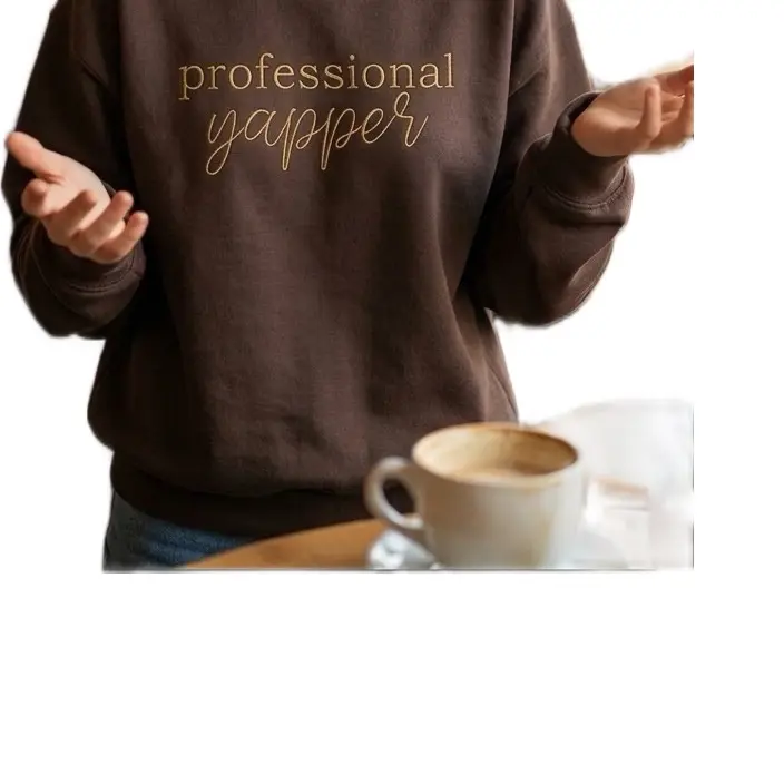 Professional yapper Embroidered Sweatshirt - Professional Women's Long Sleeve Top for Christmas Season - Pullover, Womenswear Crewneck Casual Basic Minimalist Hoodie