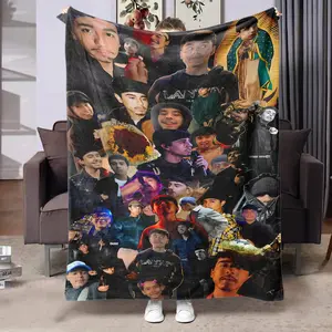 Ivan Cornejo Trendy Character Patchwork Flannel Blanket, Soft Skin-Friendly Fabric, Warm & Cozy, Perfect Gift for Friends