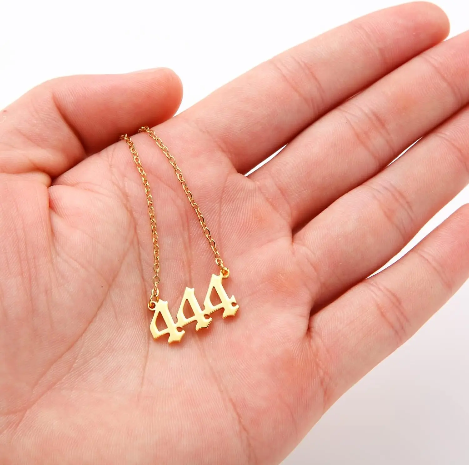 Tasunom Angel Number Choker Necklace for Women - Stainless Steel, Hypoallergenic, 444 Spiritual Number, Fashionable and Trendy hug  necklace
