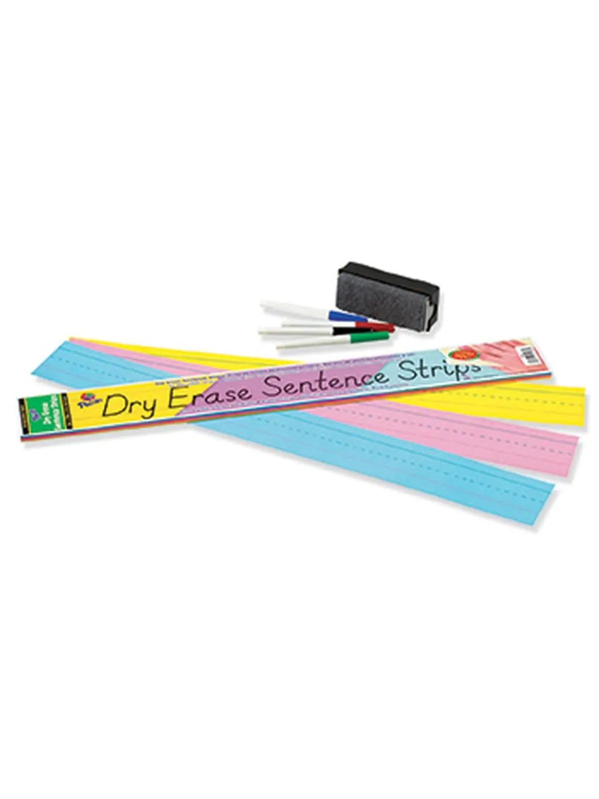 Pacon Corporation Reusable Assorted Pack Ruled Dry Erase Sentence Strips, 3x24 in, 30 Strips, for Teachers' Classroom & Office Stationery Supplies
