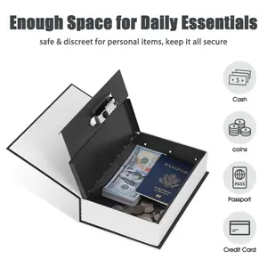 Book Style Hidden Safe Box Combination Lock Anti Theft Privacy Storage Cabinet For Jewelry Cash Passport Keys Documents Indoor Daily Use