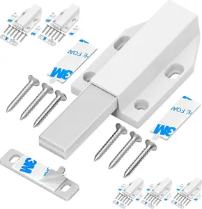 Push Latch Nail Installation Duty Latches for Large Door Push Release Latch Drawer Push Catch Press Out Latch(White 6 Pack)