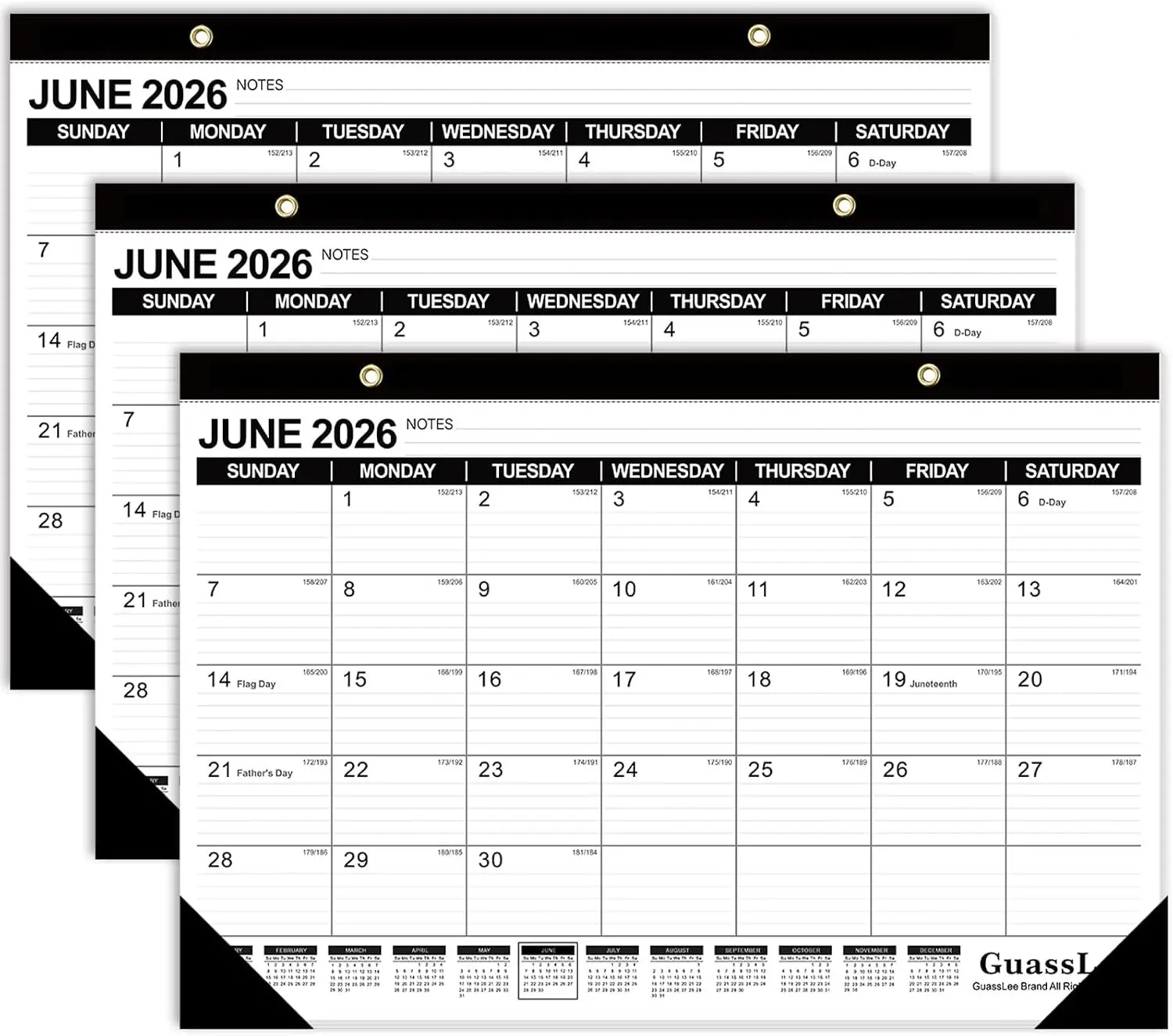 3 Pack Desk Calendar 2026-2027 - 19 Months Academic Calendar 17" × 11.5" Desktop Calendar from Jun. 2026 to Dec. 2027 with Julian Date for Home School Office Desk Top Organizing