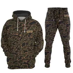 Old Row Outdoors Duck Camo All Over Print Hoodie Pullover And Sweatpants, Trendy Gift