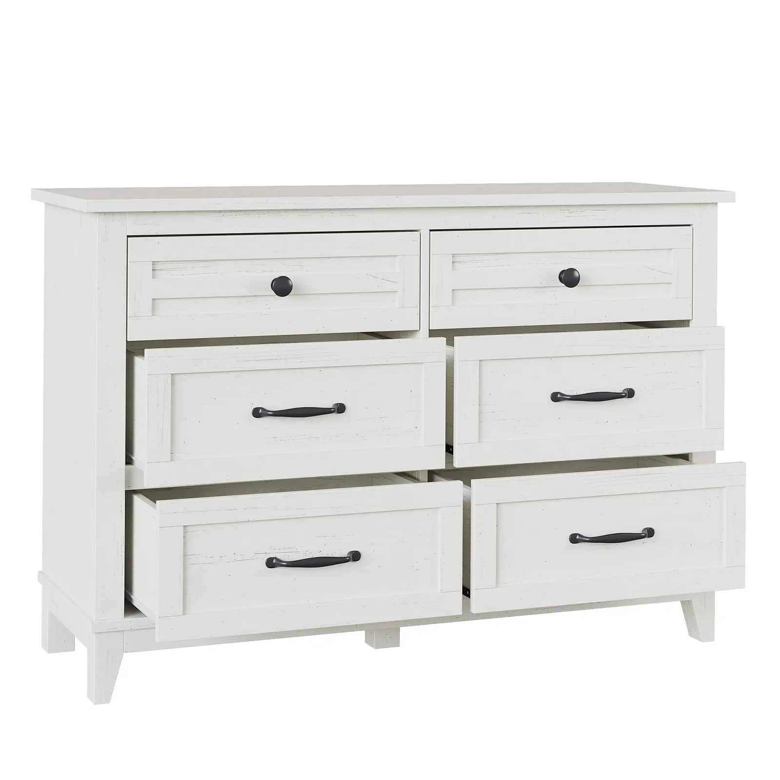 GARVEE Narrow 6 Drawer Wooden Dresser for Small Spaces - Versatile Farmhouse Style Chest of Drawers, Nursery Storage Organizer, Closet Solution, and Kitchen Sideboard in White - Ideal for Apartments