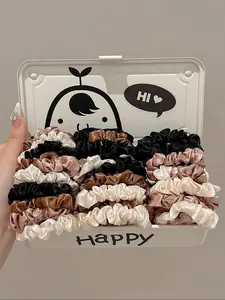 8pcs Satin Plain Hair Ties Set, Casual Daily Use, High-Quality Everyday Accessory, Must-Have for All Seasons