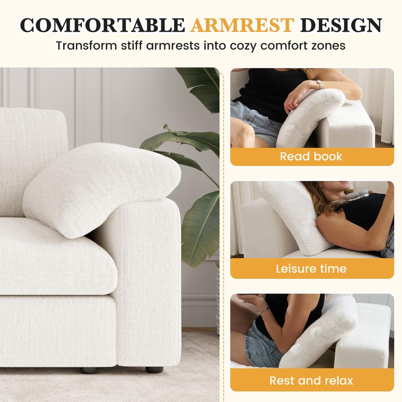 【Shipped in four Packages】118" L Shaped Modular Sectional Sofa, Oversized 3-Seater Convertible Cloud Couch, Modern Chenille Sectional Couches for Living Room, Cream White 1 PCS 【Shipped in four Packages】118" L Shaped Modular Sectional Sofa, Oversized 3-Seater Convertible Cloud Couch, Modern Chenille Sectional Couches for Living Room, Cream White 1 PCS