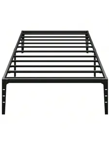 Black Queen-Twin Size Metal Platform Bed Frame with Durable Heavy-Duty Steel Slats, Sunken Structure, Noise-Free Design, Easy Setup, No Box Spring Needed for Noiseless Sleep