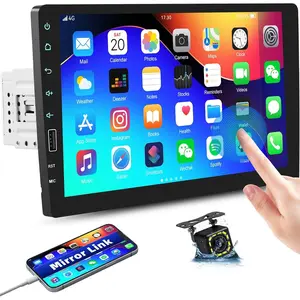1080P Touch Screen Single Din Car Stereo,9 Inch 1 Din Car Radio with Mirror Link Bluetooth Hands-Free Call FM Radio Car Audio Support SWC USB EQ Backup Camera