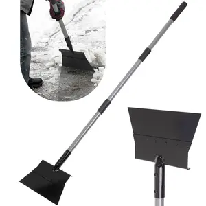 Multifunctional Cleaning Shovel, Snow Shovel, Ice Scraper, Heavy Duty Steel Flat Shovel with 54" Adjustable Handle, Flat Shovel