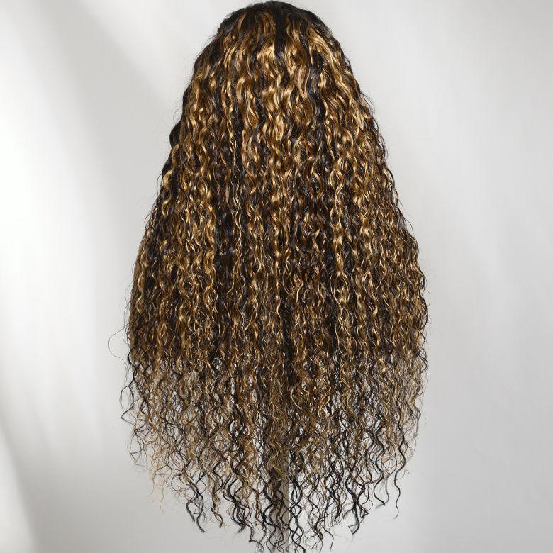 【LIVE SALE】Unice Highlight Balayage Water Wave Wig 7x5 Lace Closure Human Hair Wigs with Drawstring Pre Bleached Knots Glueless Lace Wig