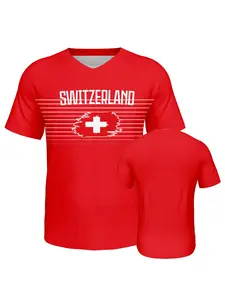 Switzerland soccer jersey men,Men's World Cup Soccer Jersey Breathable Short Sleeve Football Shirt Casual Athletic Fan Edition Sportswear Top,Comfortable and quick drying streetwear casual wear,soccer jersey men plus size,Cheer for World Cup events