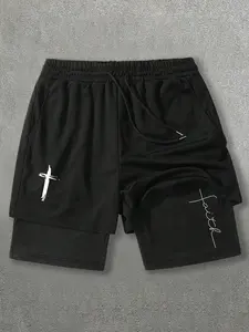 Men's Cross Print Boxer Briefs, Casual Comfy Breathable Underwear for Daily Wear, Men's Underwear for Summer