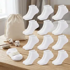 Kids' Athletic Low Cut Ankle Socks - 12 Pairs Unisex Boys Girls Half Cushion Comfortable Breathable Socks for Children 2-15 Years Old Perfect for Sports School Daily Wear Lightweight Durable Design