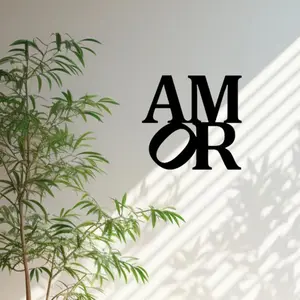 Amor Love Letter Design Wall Art Decor, Unframed Wall Art, Iron Wall Hanging with Hooks, Wall Decor for Home Living Room Bedroom Garden, Artistic Decoration