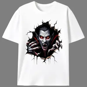 3D Burst Vampire Graphic Men's T-Shirt |   Gothic Horror Streetwear for Halloween