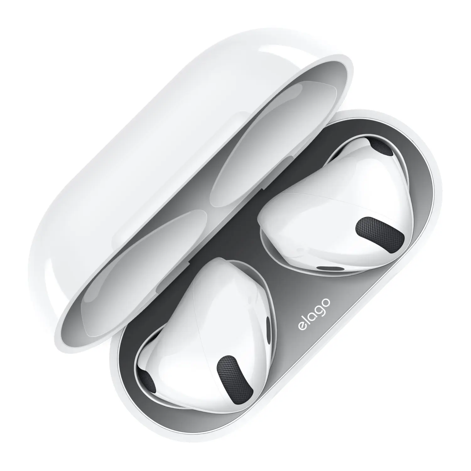 [elago Official] Dust Guard 2 Sets for AirPods 5 and AirPods 4 – Thin Metallic Sticker, Helps Prevent Metal Dust Buildup, Interior Charging Case Protector, Easy Alignment Film