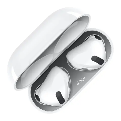 [elago Official] Dust Guard 2 Sets for AirPods 5 and AirPods 4 – Thin Metallic Sticker, Helps Prevent Metal Dust Buildup, Interior Charging Case Protector, Easy Alignment Film