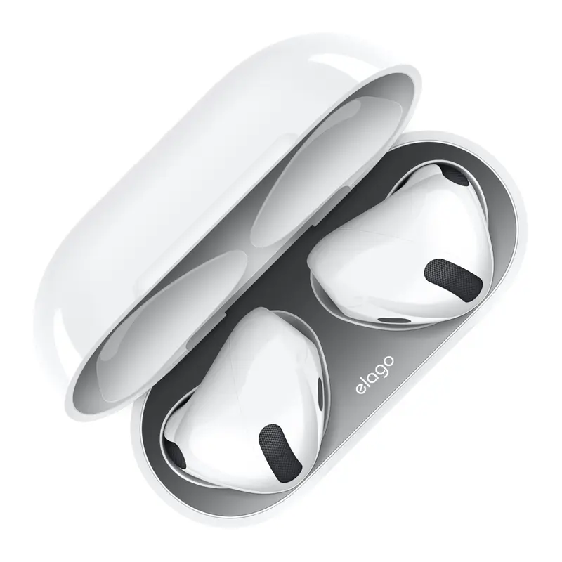 [elago Official] Dust Guard 2 Sets for AirPods 5 and AirPods 4 – Thin Metallic Sticker, Helps Prevent Metal Dust Buildup, Interior Charging Case Protector, Easy Alignment Film