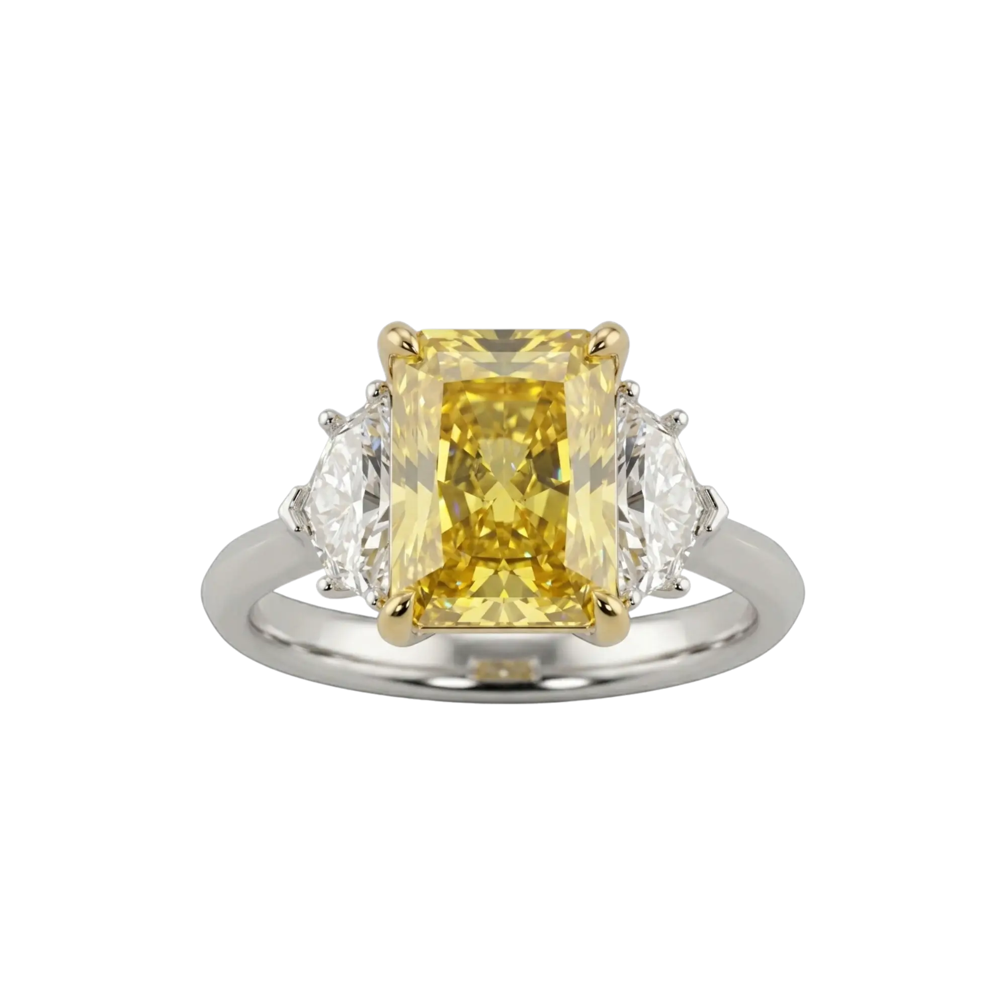 Soleil 3 cttw Radiant Cut Canary & White Diamond Trilogy Engagement Ring
