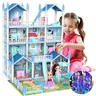 Eaglestone Girl Doll Kit - 14-Room Furniture, Colorful Lights, Safe Plastic Walls, 26in×20in×24in Blue Dollhouse, Doll Figures, Extra Parts, Cool Gifts for Kids, Kids Stuff for Girls, Decoration (Ages 3+)