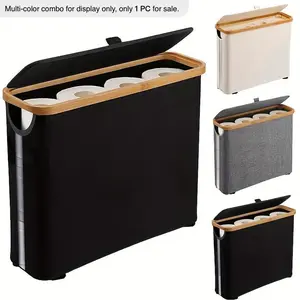 1pc Bohemian Style Toilet Paper Holder with Storage Basket - Stylish Rectangular Bathroom Organizer with Lid, Toilet Accessories Cover, Unscented, Standalone Design for Home and Office, Durable Construction, Bathroom Organizer & Storage