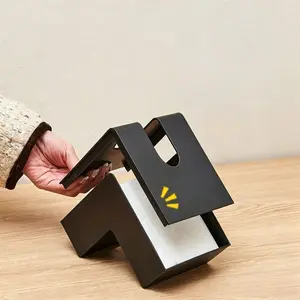 Tissue Box Cover Black Folded - Funny Double-Sided Facial Cube Tissue Box Holder Case Dispenser Decor Box for Bathroom Vanity Countertop, Bedroom Dresser, Office Desk or Night Stand