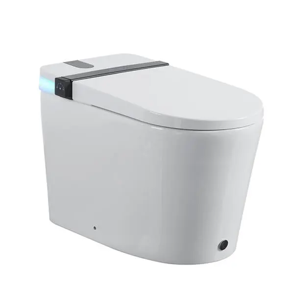 Bellemave Modern Ceramic Smart Toilet with Built-in Bidet, Auto-Open/Close Lid, Foot Sensor, LED Screen Display, Night Light, Warm Seat, Warm Water & Dryer, Revolving Lamp, Multi-Control Side Knob, 27.17 x 16.14 x 17.95 inches, 85.91 lbs, 9v, Yes