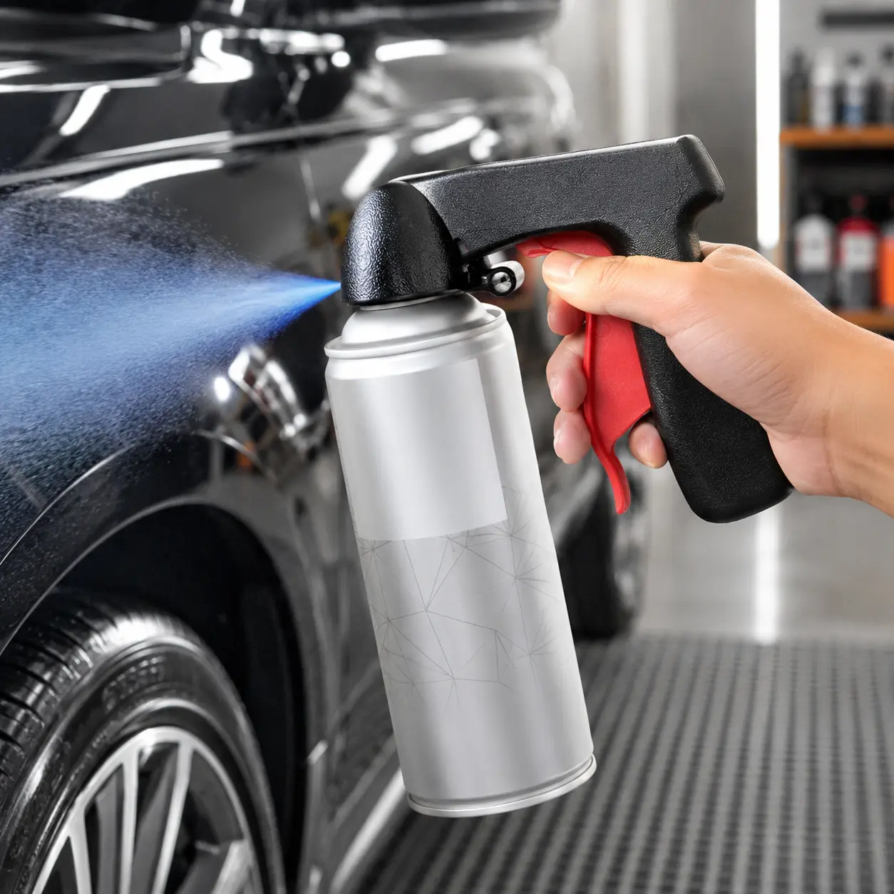 Universal Instant Aerosol Trigger Handle, Portable Spray Gun Handle Convert Standard Spray Cans, Comfort Full Hand Grip Reduces Finger Fatigue, Self-Priming Paint Handle for Professional Even Coating with Storage Hook