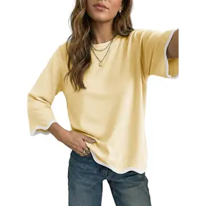 Dokotoo Women's Casual Long Sleeve Sweaters Loose Crewneck Knit Solid Pullover Sweater Jumper Tops