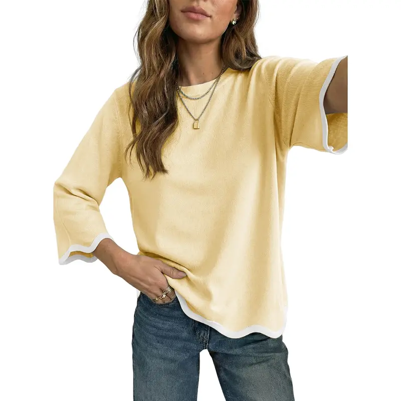 Dokotoo Women's Casual Long Sleeve Sweaters Loose Crewneck Knit Solid Pullover Sweater Jumper Tops