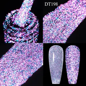 MEET ACROSS 7ml Reflective Glitter Gel Nail Polish Purple Pink Sequins Semi Permanent Varnish Soak Off UV DIY Nail Art Design
