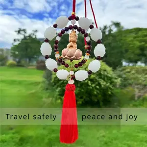 Spiritual Buddhist Car Suitable for - Buddha & Guanyin Statue, for Lotus Bodhi Decor for Zen Driving, Rearview Mirror Ornament, Buddhist Blessings