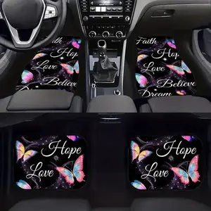 Butterfly Print Car Floor Mats Set, Front & Rear Protection Pad, Universal Fit for Cars, Sedans, Suvs, Vans, Essential Auto Interior Accessory, Car Interior Accessories Girls